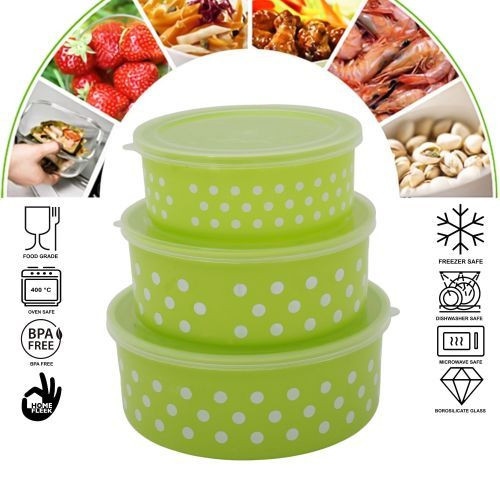 Boite De Conservation Alimentaire - 3 Pièces -Pois Blanc- SH47-2-Vert