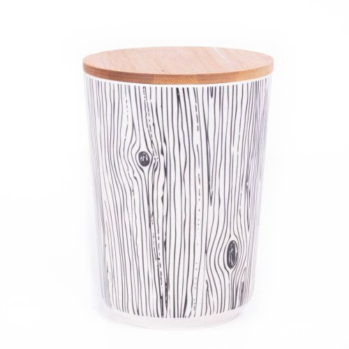 Boîte a Épice Ronde En Fibre de Bambou Motif Bois