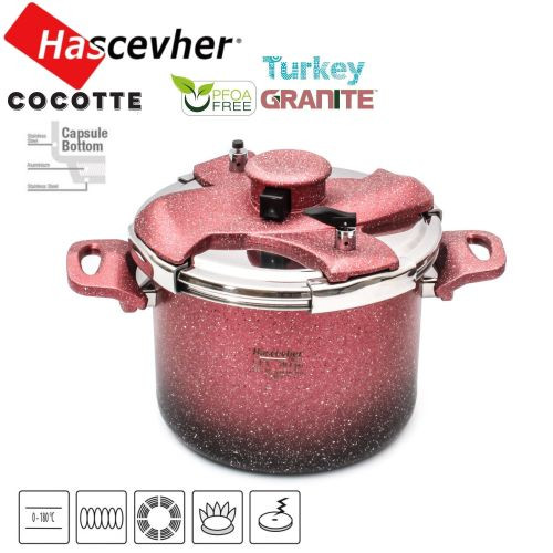 Cocotte 5 L - Granite - Rouge & Noir - HAS-COC-5RON