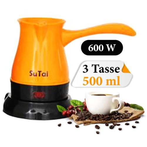 Pot à Café - Avec Socle 360° - En Plastique PP - Avec Poignée - Orangé - Noir