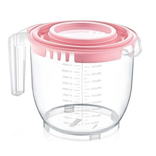 Bol à Mixer En Plastique Alimentaire-2200 ml-Avec Couvercle-rose