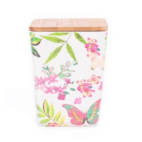 Boîte a Épice carre En Fibre de Bambou fleuri