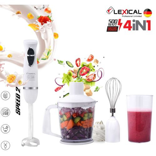 Mixeur Plongeant Multifonction Robotique PRO-4En1 -500 W- Blanc&Gris-LHB-1604