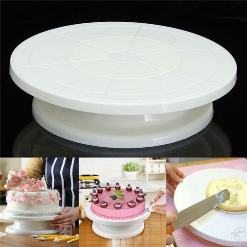 Plateau tournant - Plastique - Pour gâteau - 28cm