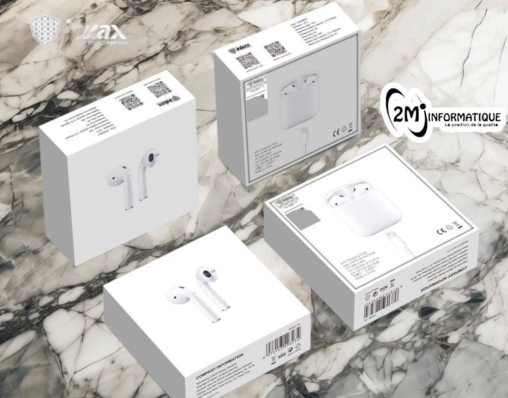 ÉCOUTEURS SANS FIL INKAX T02 BLUETOOTH - BLANC
