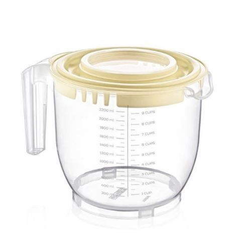 Bol à Mixer en Plastique Alimentaire-2200 ml-Avec Couvercle beige