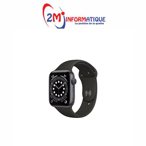 Apple Watch Series 6 , (GPS – 44mm) boitier aluminium gris sidéral avec bracelet sport noir